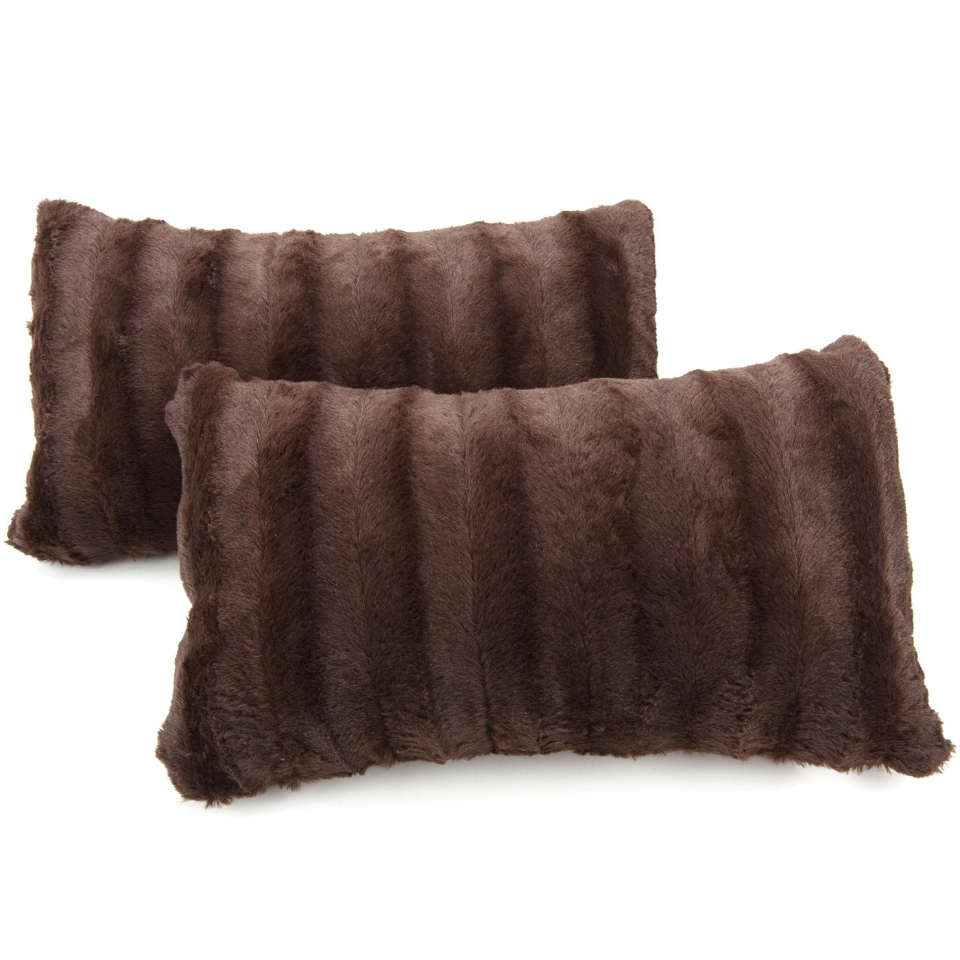 Chocolate Faux Fur Decorative Throw Pillows Set of 2