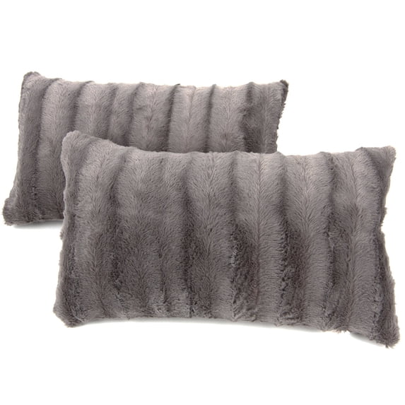 Cheer Collection 12" x 20" Decorative Throw Pillows, Gray - Set of 2