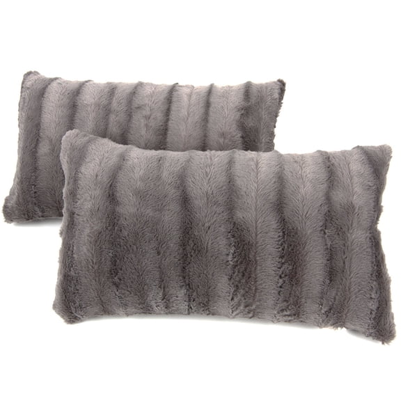 Cheer Collection 12" x 20" Decorative Throw Pillows, Gray - Set of 2