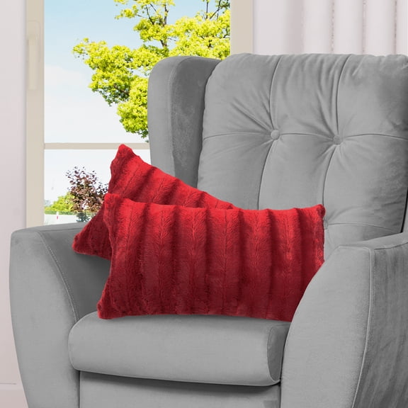 Cheer Collection 12" x 20" Decorative Throw Pillows, Maroon - Set of 2