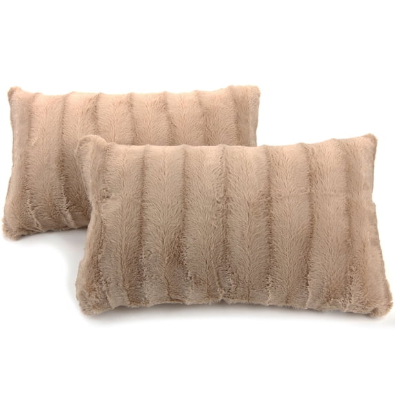 Cheer Collection 12" x 20" Decorative Throw Pillows, Sand - Set of 2