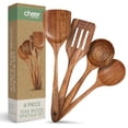 thumbnail image 1 of Cheer Collection Premium Teak Wood Spatula Set â€“ Handcrafted 4-Piece Kitchen Utensil Set, 1 of 4