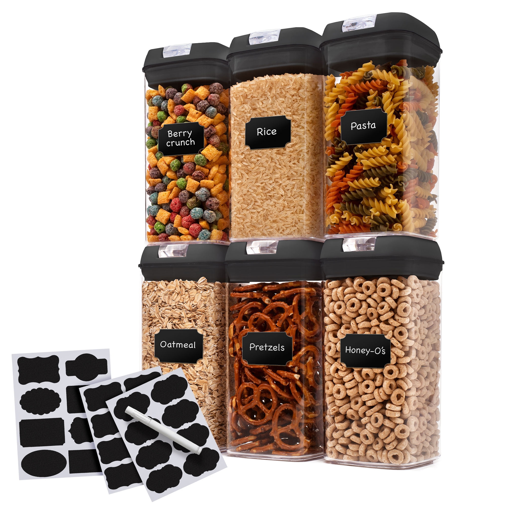 Black BPA-Free Plastic Airtight Food Storage Containers Set