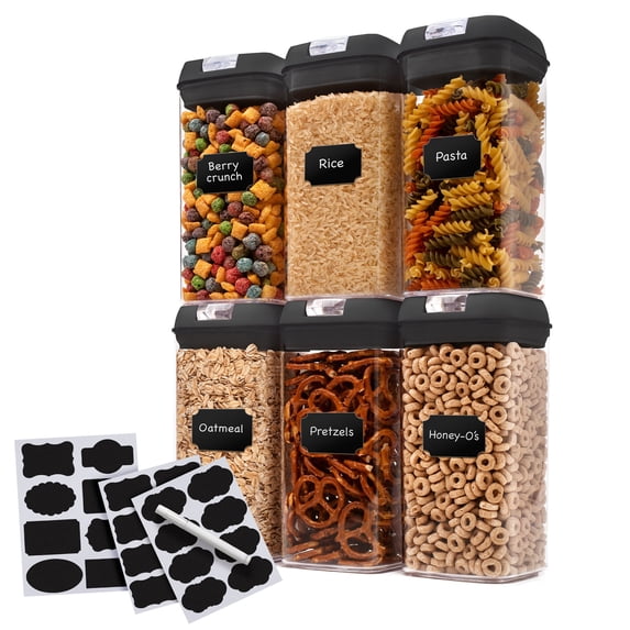 Cheer Collection 6 Piece Food Storsage Containers, 1.2L - Black