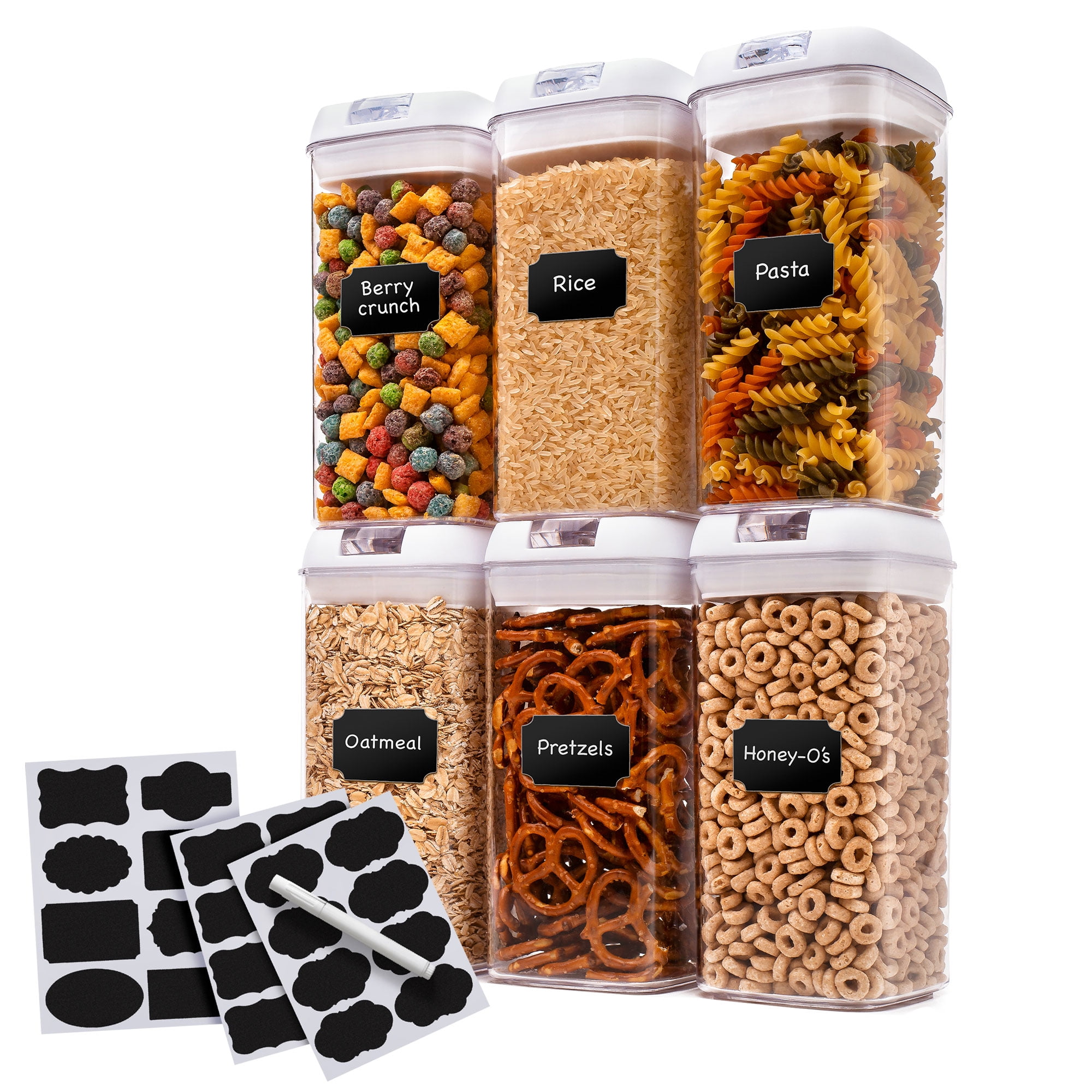 Cheer Collection 6-Piece White BPA-Free Food Storage Set