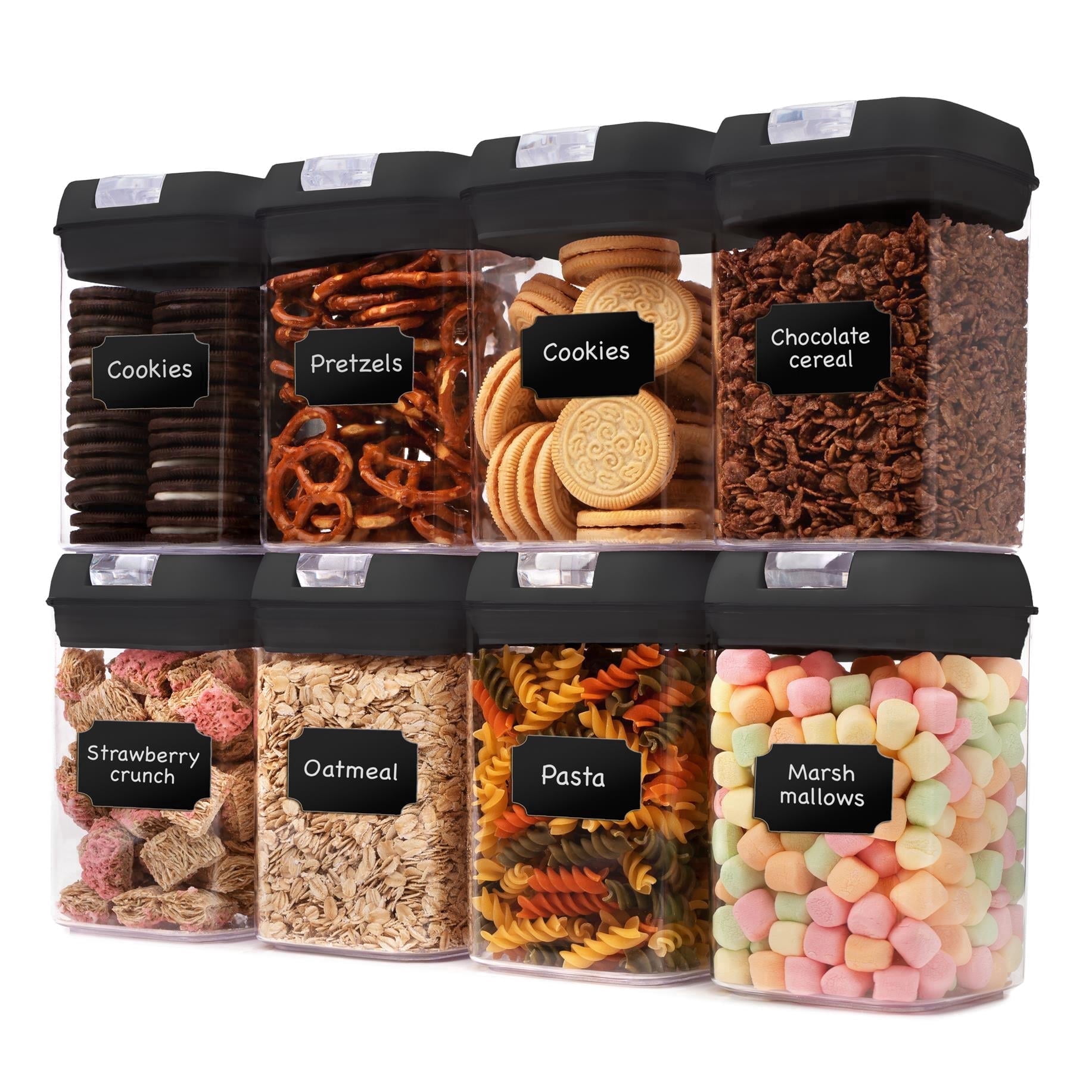Cheer Collection 8 Piece Food Storage Containers, .8L - Black - Walmart.com