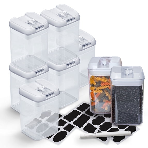Cheer Collection White Plastic Airtight Food Storage Containers 8 Count