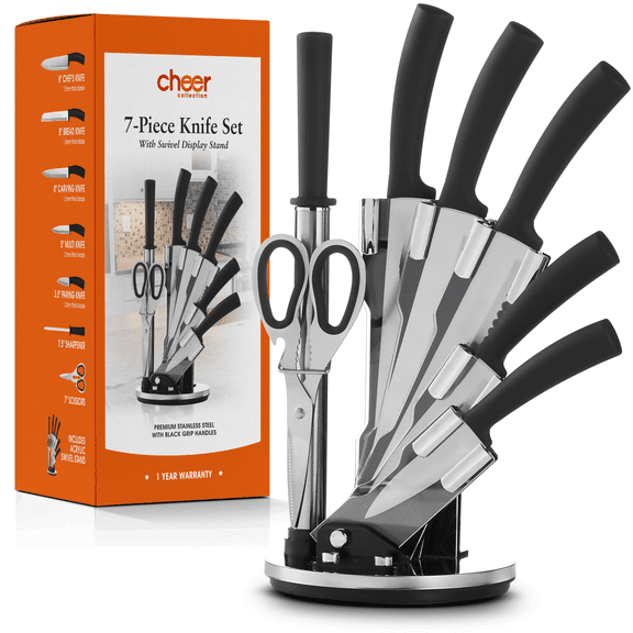 Cheer Collection 8 Piece Knife block Set on Swivel Stand