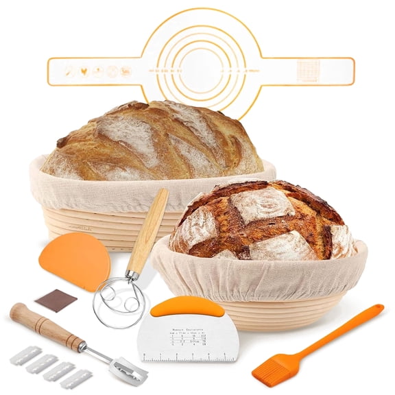 Cheer Collection 8 Piece Sourdough Bread Proofing Basket Set with Round and Oval Banneton Baskets