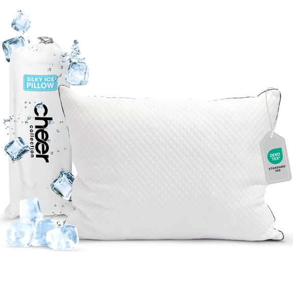 Cheer Collection Cooling Ice Pillow, Plush Memory Foam Blend with Ice Fiber Cover - Standard