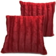 thumbnail image 1 of Cheer Collection Decorative Faux Fur Throw Pillows 24" x 24", Set of 2 - Maroon, 1 of 5