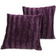 thumbnail image 1 of Cheer Collection Decorative Faux Fur Throw Pillows 24" x 24", Set of 2 - Purple, 1 of 5