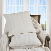 Cheer Collection Decorative Faux Fur Throw Pillows 24" x 24", Set of 2 - White