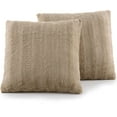 thumbnail image 1 of Cheer Collection Decorative Faux Fur Throw Pillows 26" x 26", Set of 2 - Sand, 1 of 5