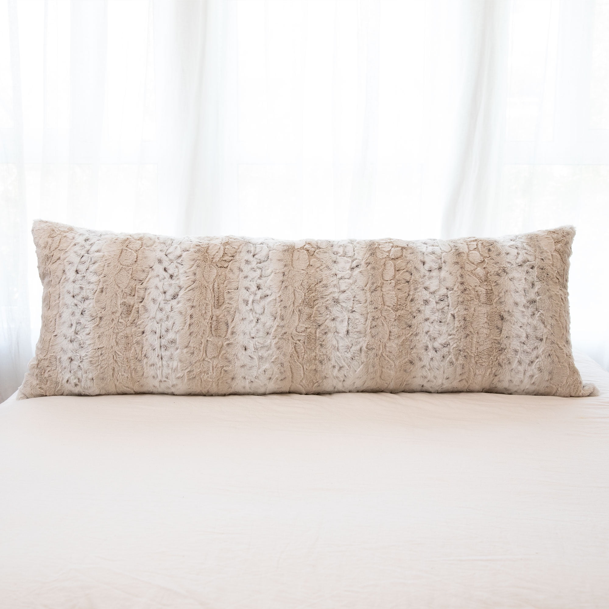 Snow Leopard Embossed Faux Fur Body Pillow Set