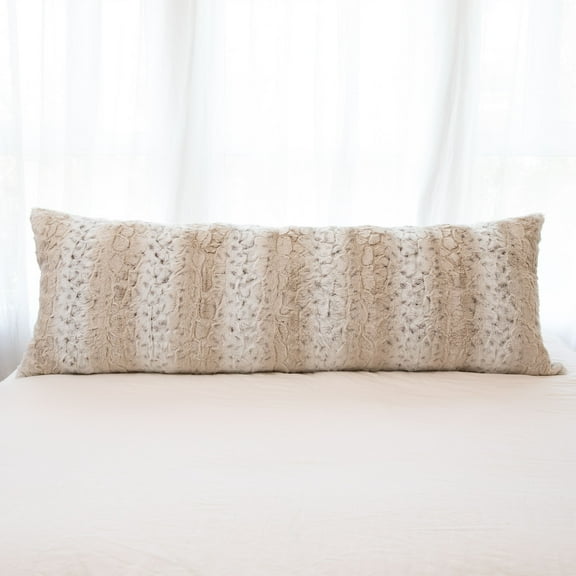 Cheer Collection Embossed Faux Fur Body Pillows 20" x 54" - Snow Leopard