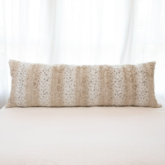 Cheer Collection Embossed Faux Fur Body Pillows 20" x 54" - Snow Leopard