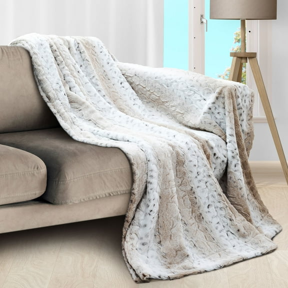 Cheer Collection Embossed Faux Fur Throw Blanket - Ultra Soft Fuzzy Blanket