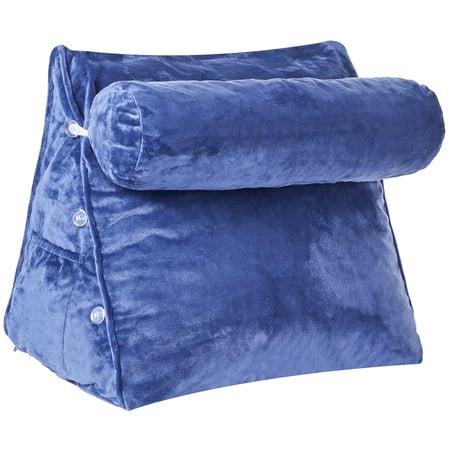 Cheer Collection Extra Large Wedge Pillow with Detachable Bolster, Navy