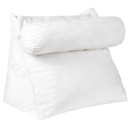 Cheer Collection Extra Large Wedge Pillow with Detachable Bolster, White