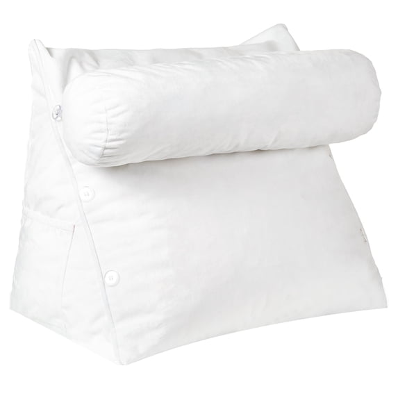 Cheer Collection Extra Large Wedge Pillow with Detachable Bolster, White