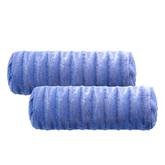 Cheer Collection Faux Fur Bolster Pillow, Black
