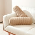 thumbnail image 1 of Cheer Collection Faux Fur Bolster Pillow, Sand, 1 of 5