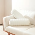 thumbnail image 1 of Cheer Collection Faux Fur Bolster Pillow, White, 1 of 5