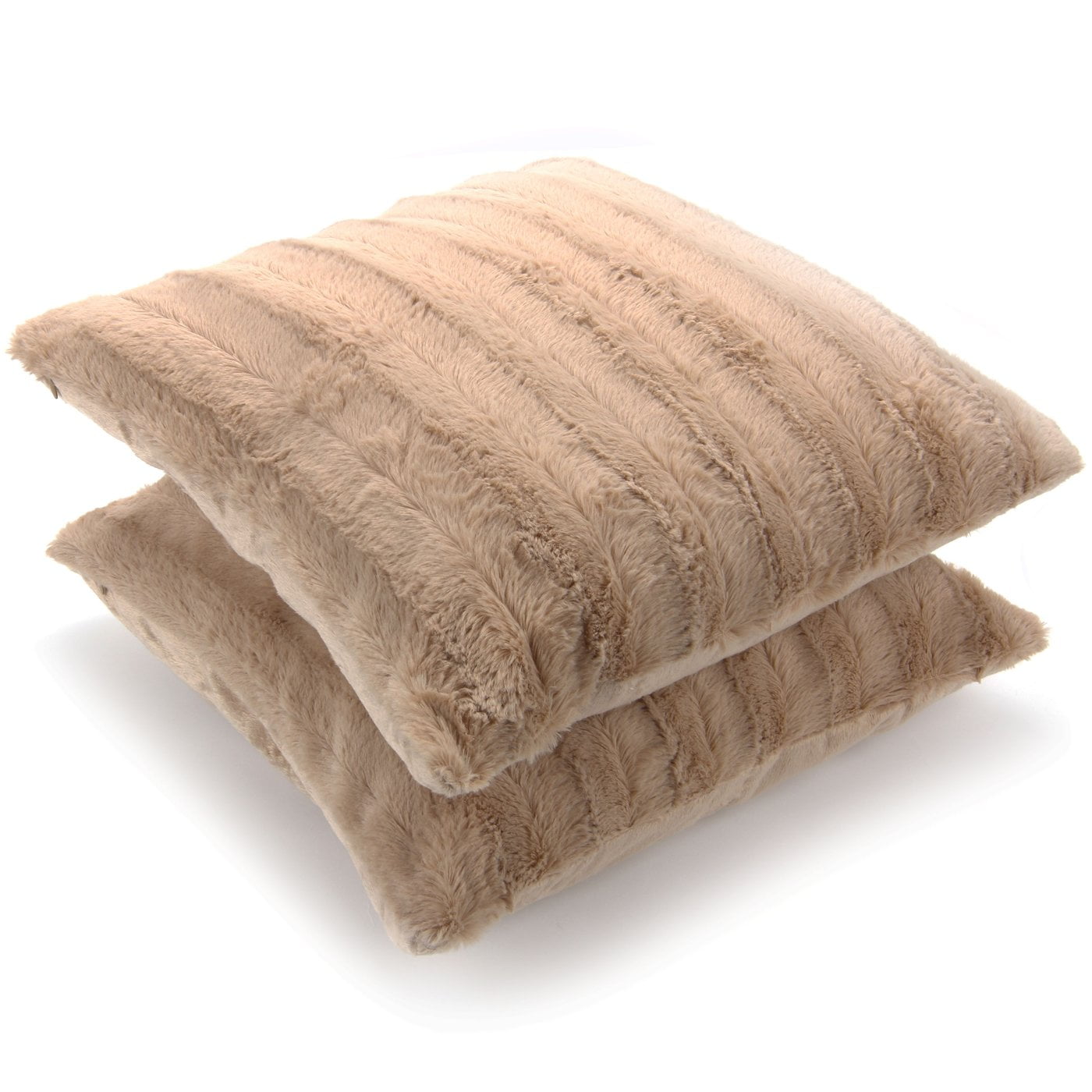 Sand Faux Fur Square Decorative Throw Pillows Set