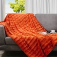 thumbnail image 1 of Cheer Collection Faux Fur Throw Blanket 108" x 88", Rust, 1 of 5