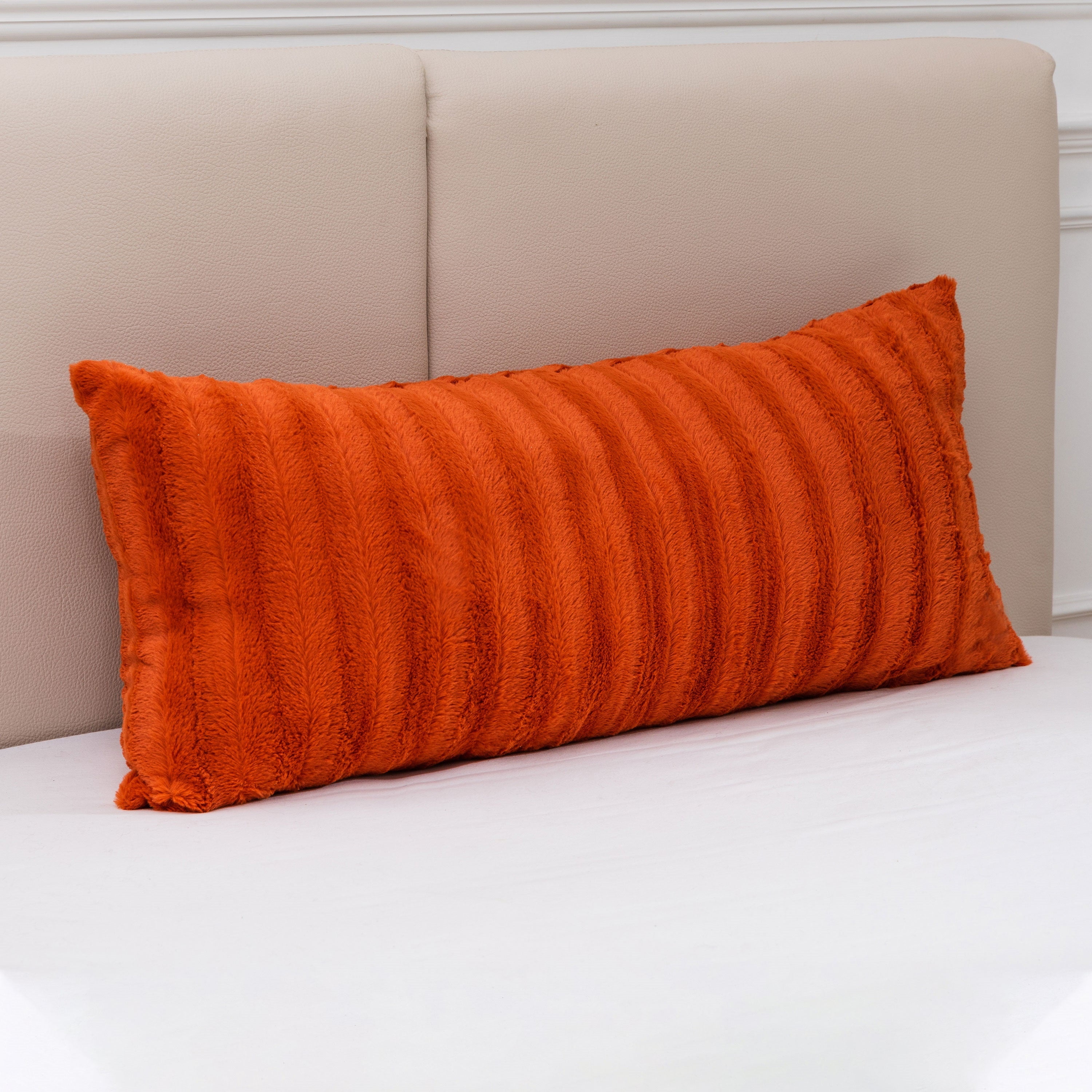 Rust Faux Fur 18" x 40" Decorative Body Pillow