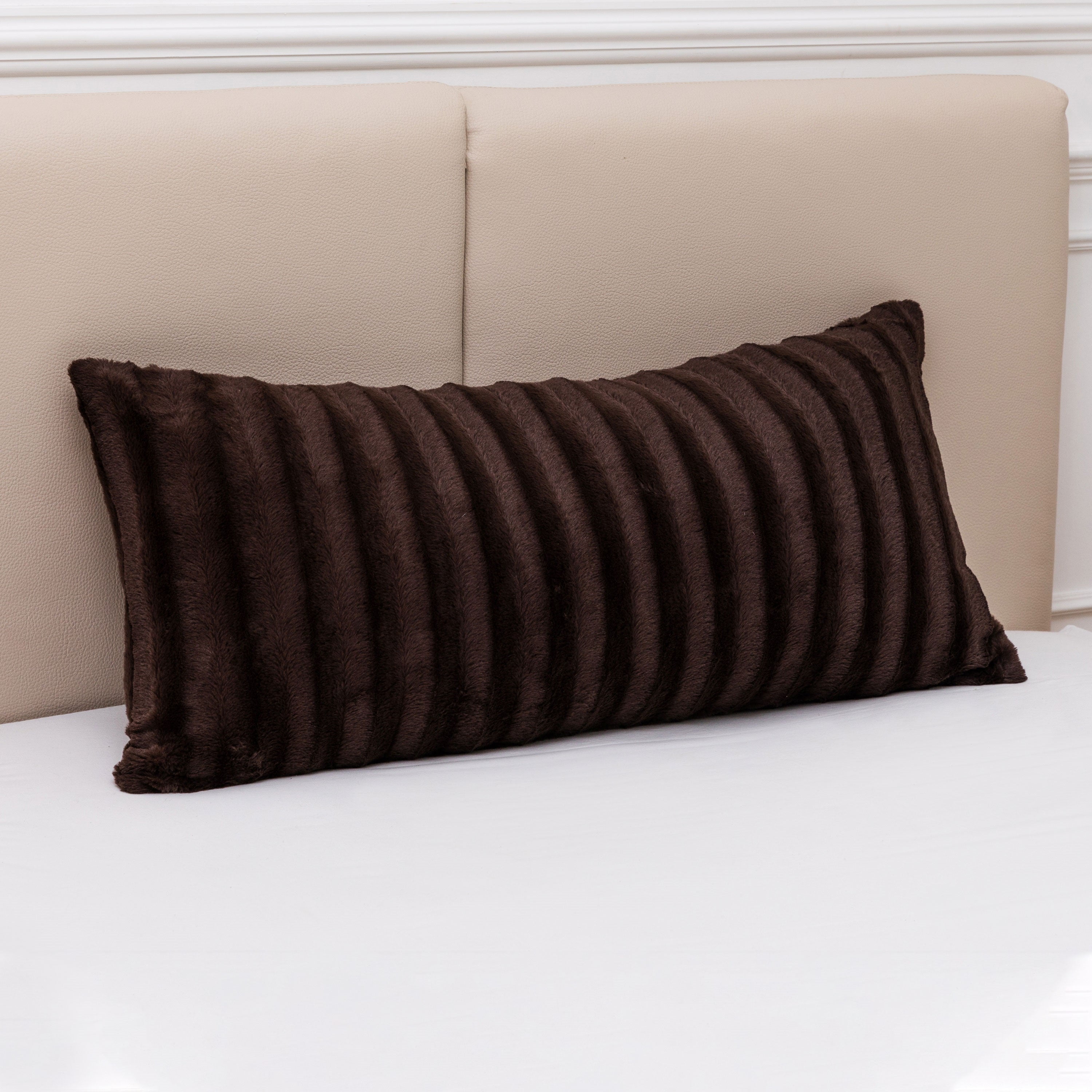Chocolate Brown Faux Fur Rectangular Body Pillow