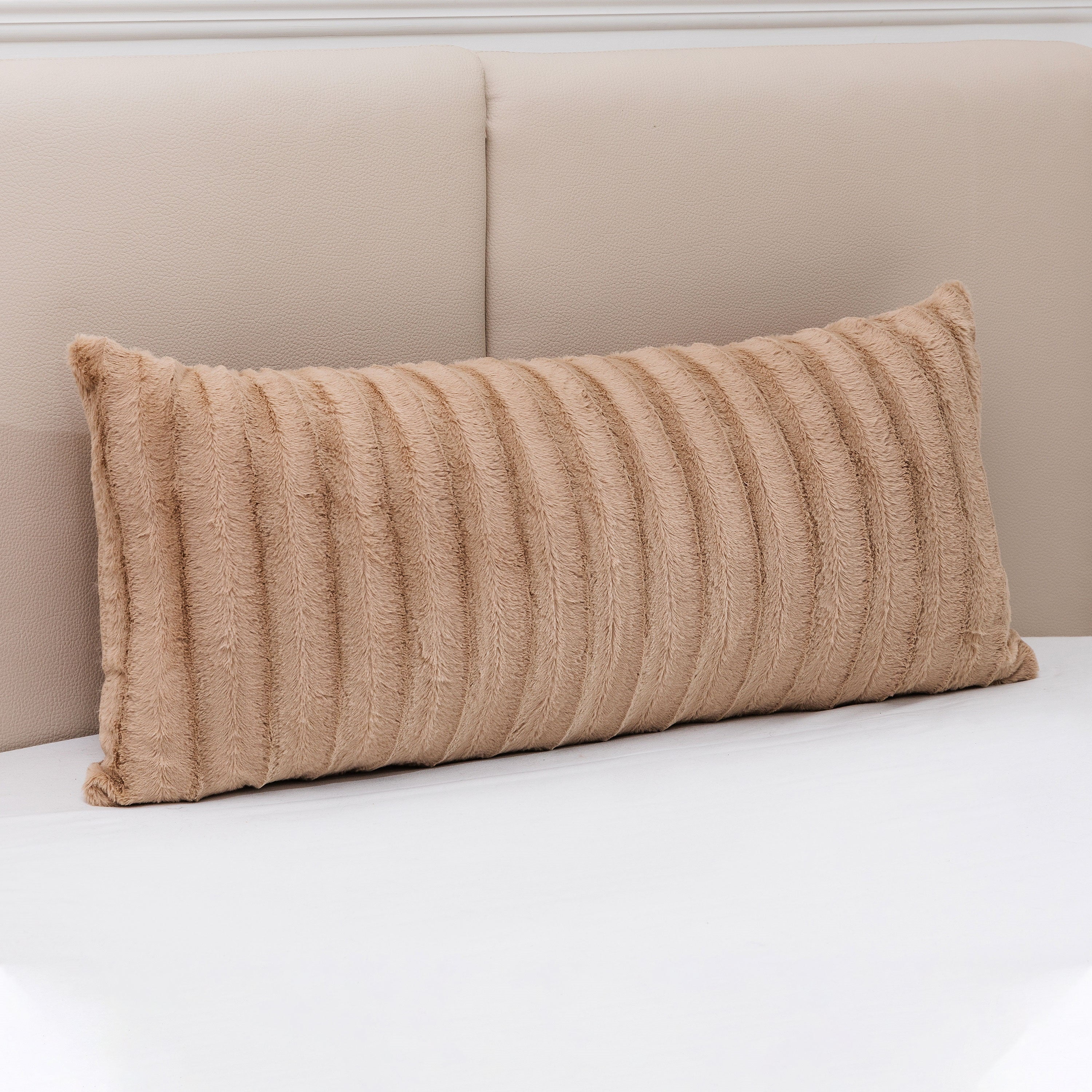 Sand Faux Fur Rectangular Body Pillow for Kids - 18" x 40"