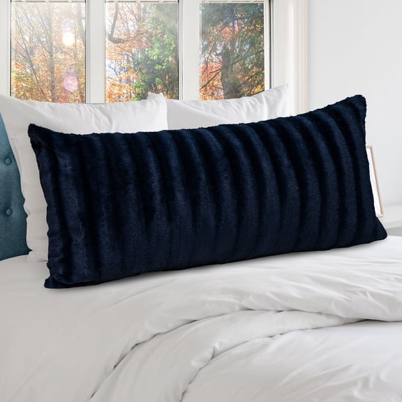 Cheer Collection Faux Fur Throw Pillow - 18" x 40" Long Decorative Body Pillow for Bed or Couch