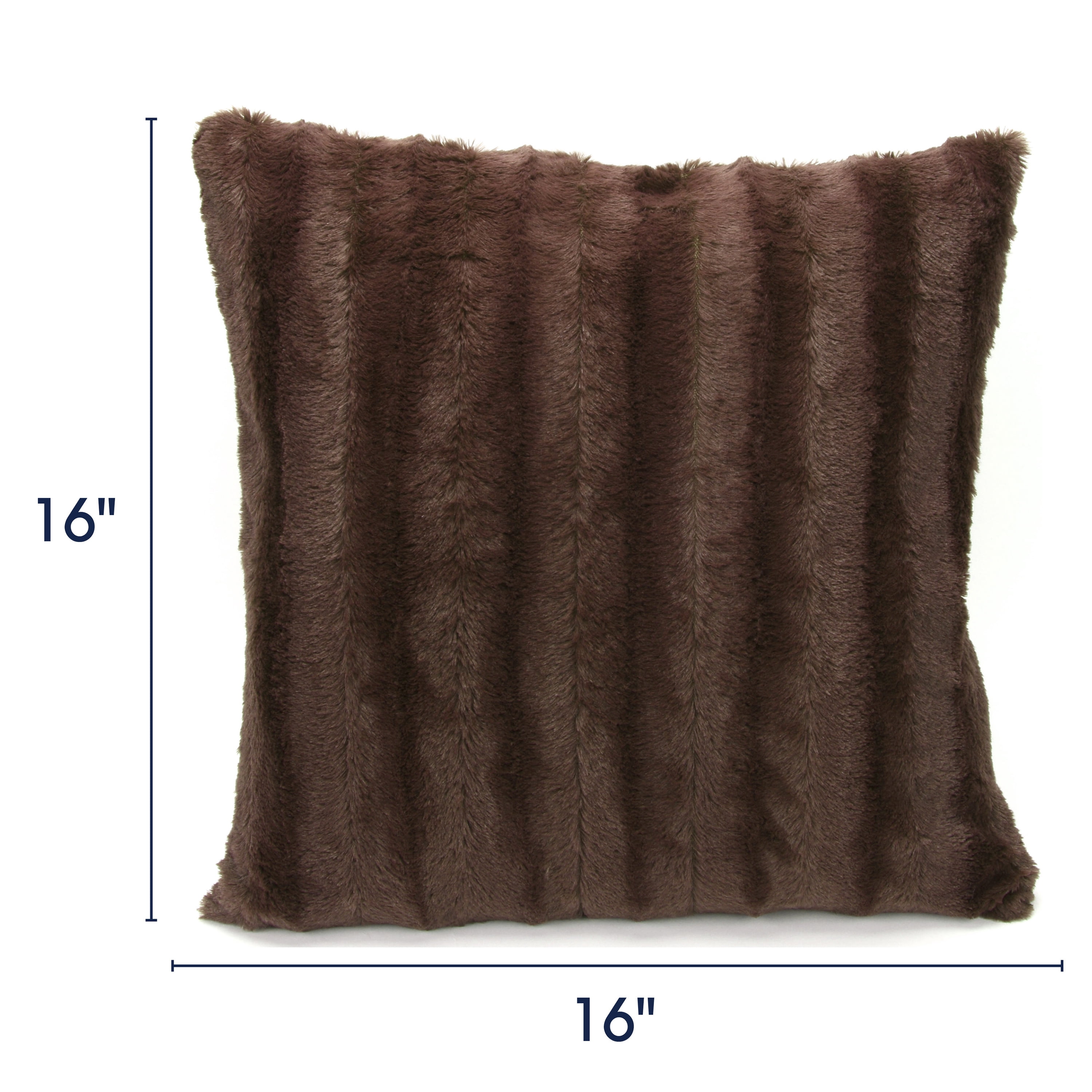 Luxurious Chocolate Faux Fur Throw Pillows Set of 2, 16" x 16"