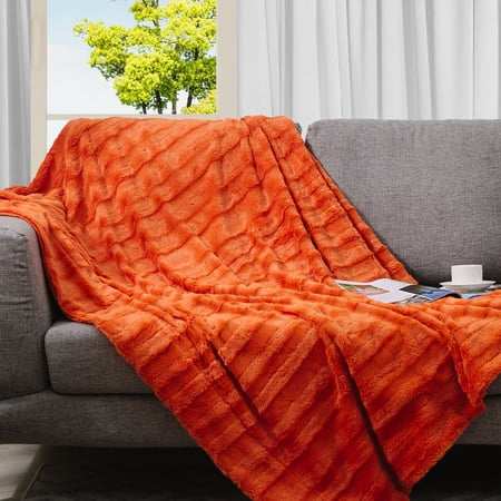 Cheer Collection Faux Fur to Microplush Reversible Throw Blanket