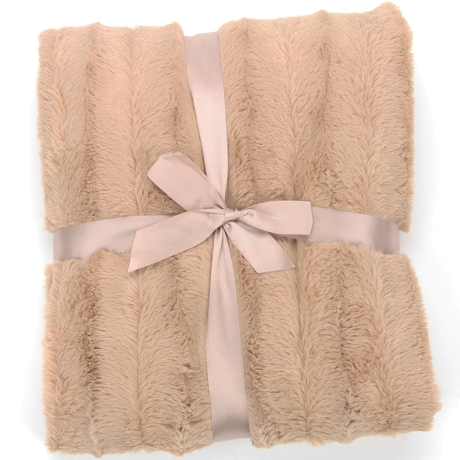 Sand Faux Fur Reversible Throw Blanket, 50" x 60"