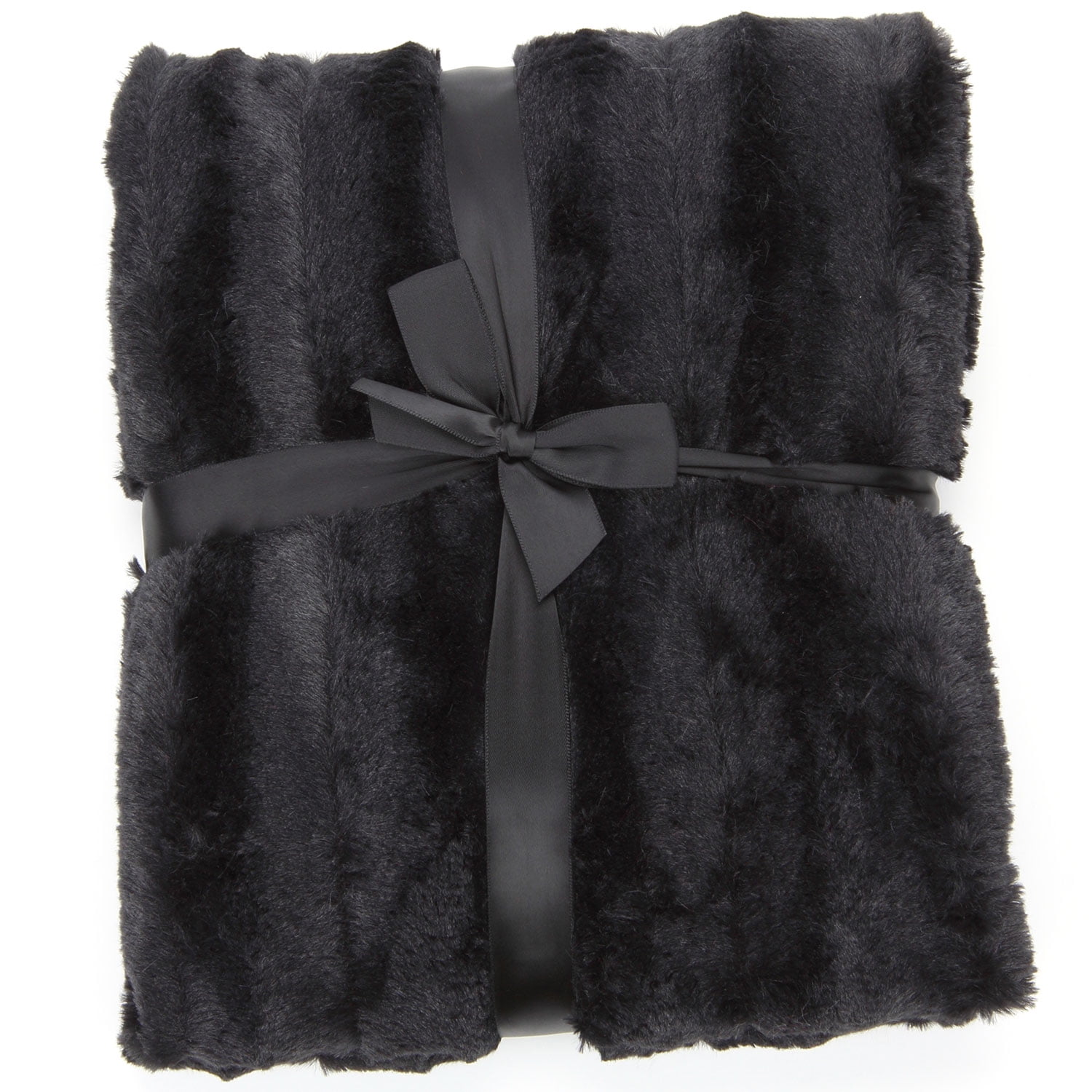 Black Faux Fur Reversible Throw Blanket for Pets