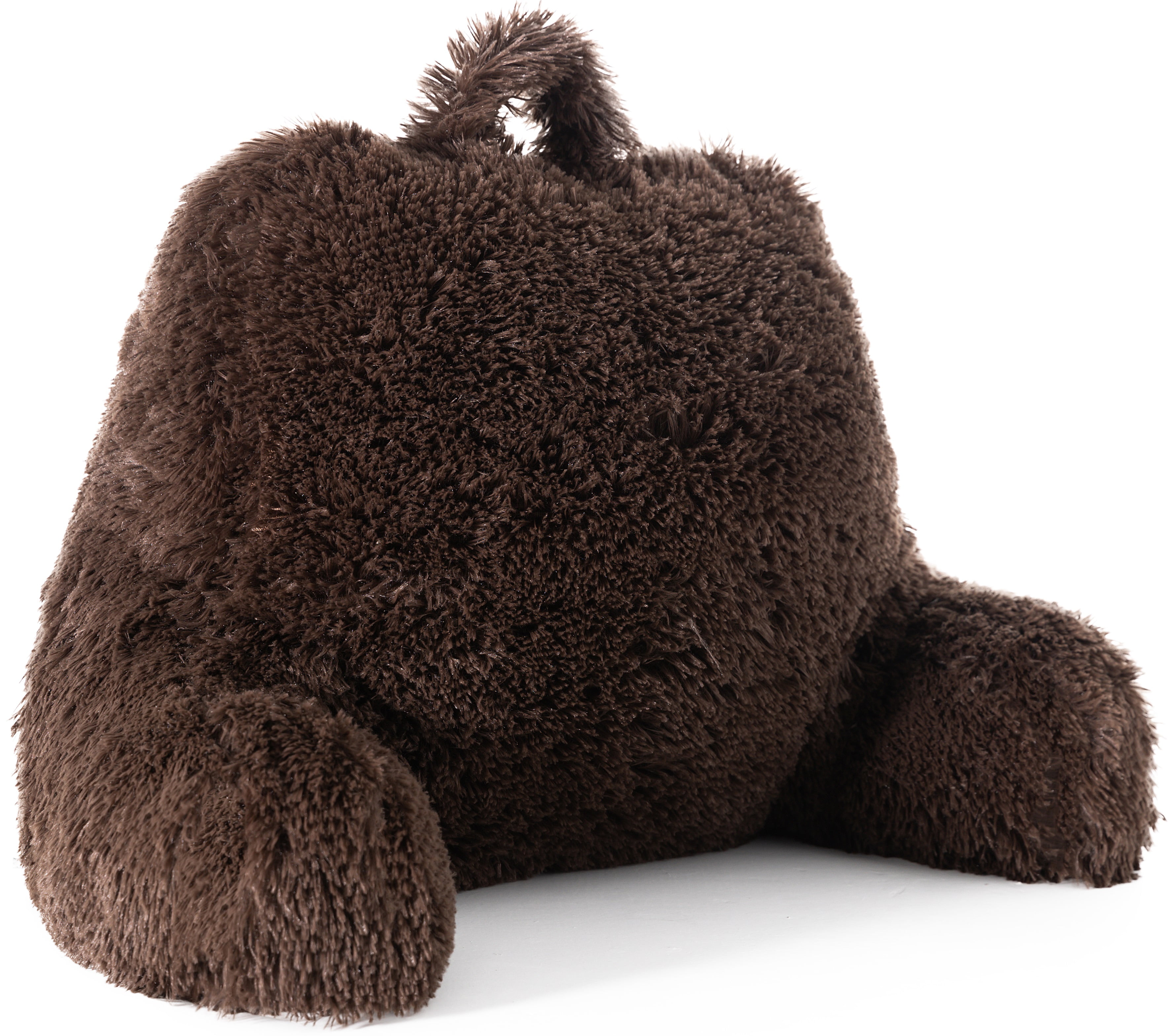 Cheer Collection Fluffy Reading Pillow - Long Shaggy Hair TV and Gaming Pillow with Armrest