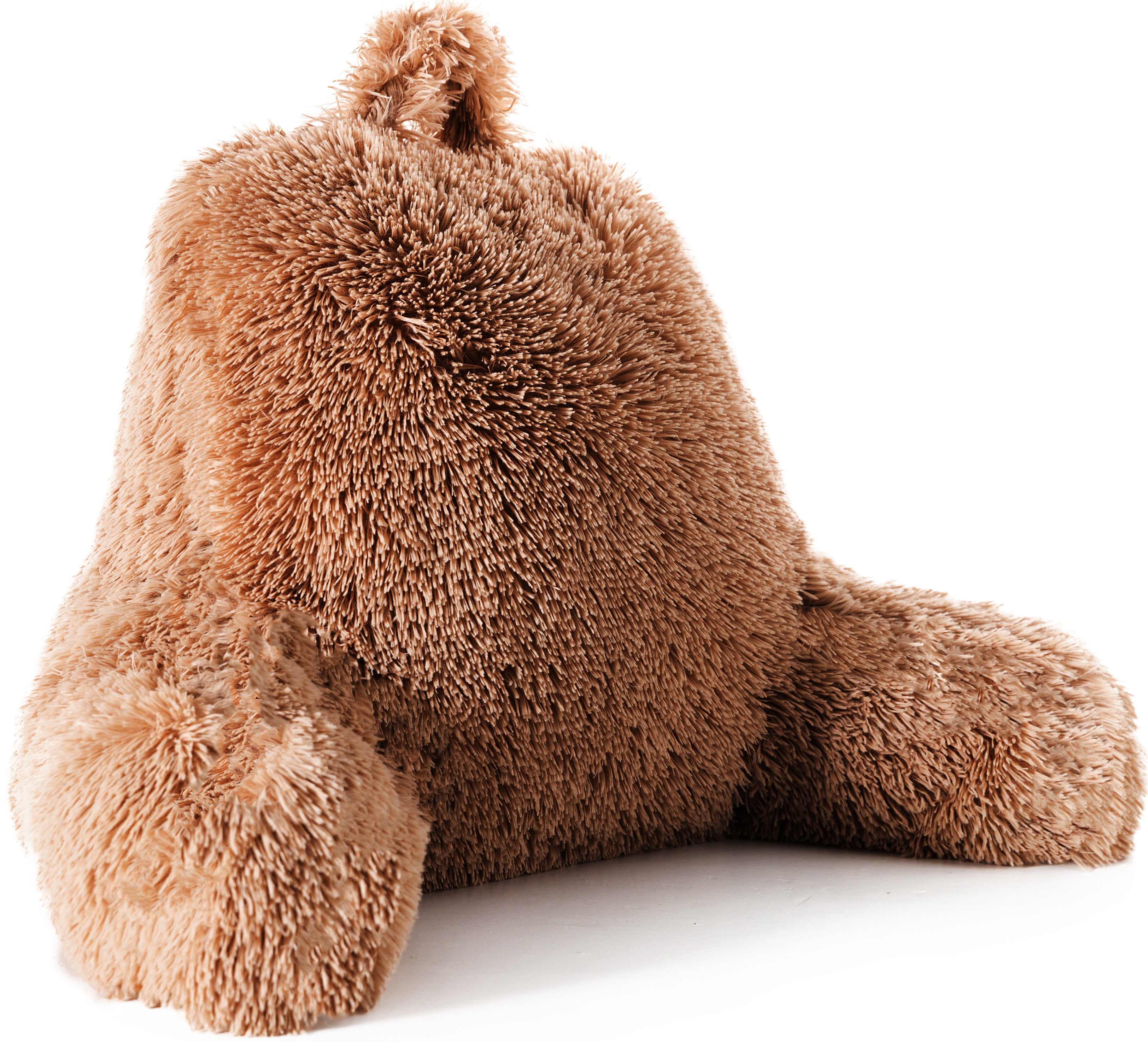 Cheer Collection Fluffy Reading Pillow - Long Shaggy Hair TV and Gaming Pillow with Armrest