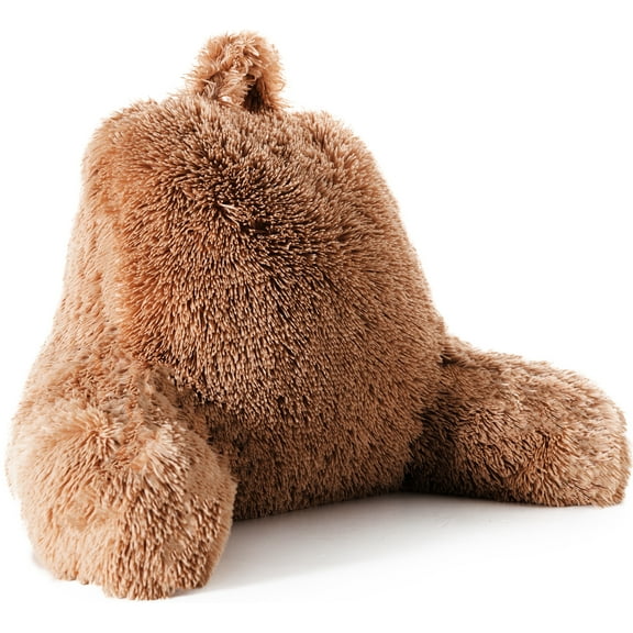Cheer Collection Fluffy Reading Pillow - Long Shaggy Hair TV and Gaming Pillow with Armrest