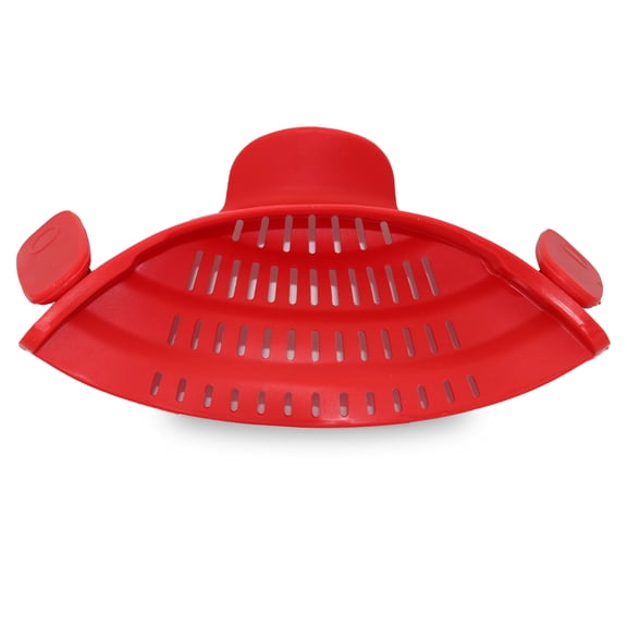 Cheer Collection Heat Resistant Snap-On Pot Strainer, Red