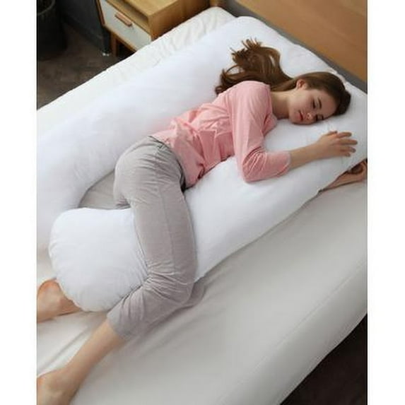 Cheer Collection Hypoallergenic Down Alternative Pregnancy U Shaped Body Pillow: U Shaped Body Pillow