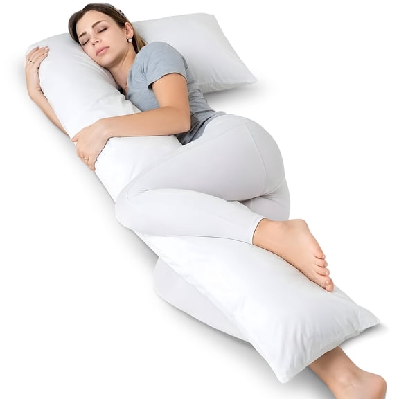 Cheer Collection L Shaped Body Pillow with Removable Zippered Cover for Full Body Support