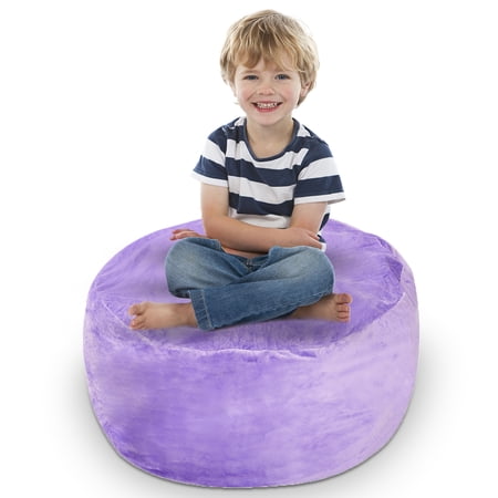 Cheer Collection Microplush Bean Bag and Stuffed Animal Storage Case, Purple