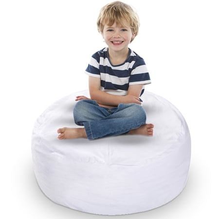 Cheer Collection Microplush Bean Bag and Stuffed Animal Storage Case, White