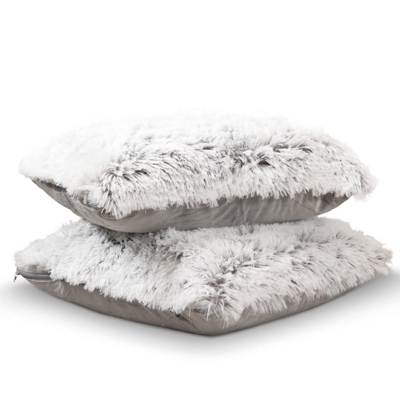Cheer Collection Set of 2 18" x 18" Shaggy Long Hair Throw Pillows