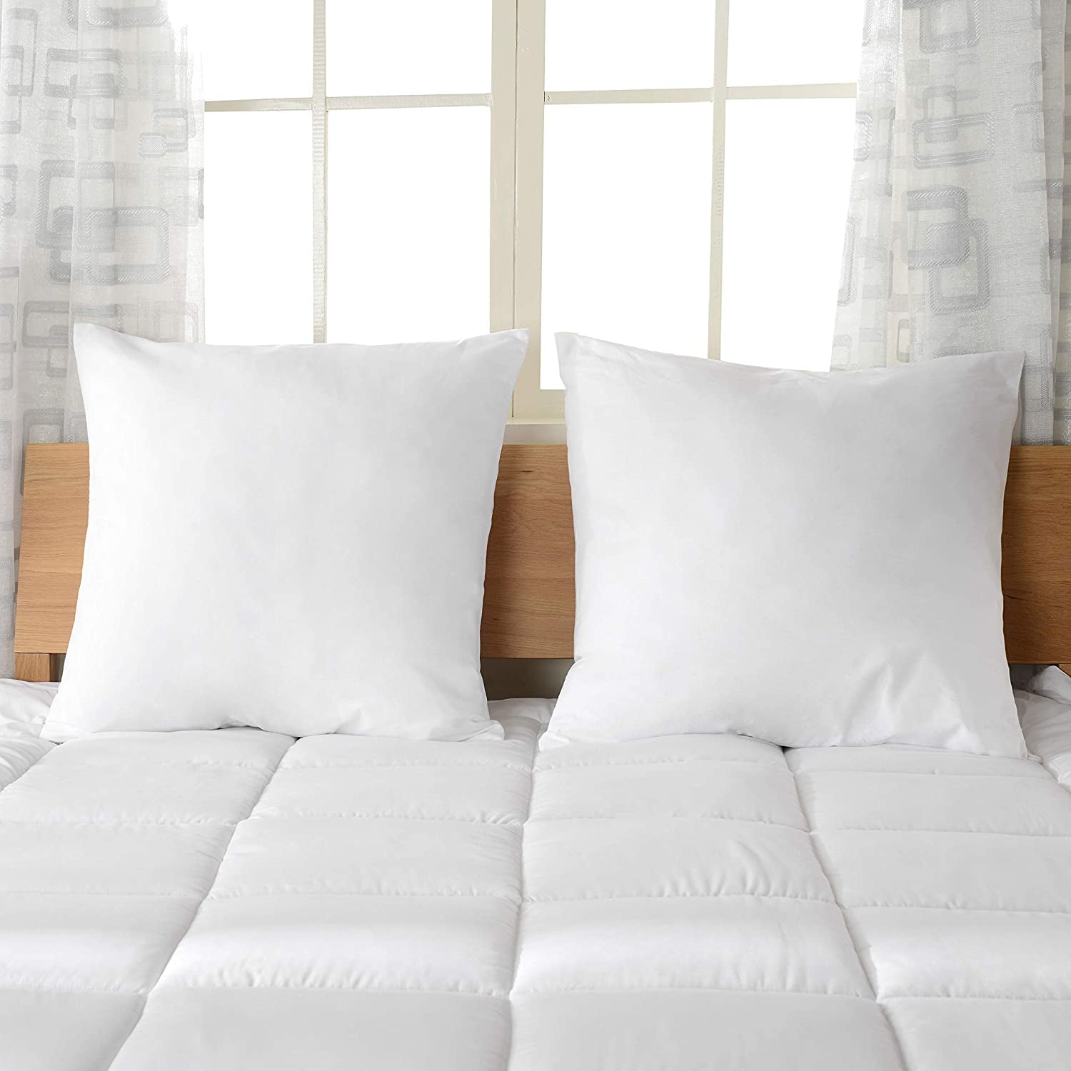Cheer Collection Set of 2 White Microfiber Square Throw Pillows 16" x 16"