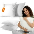 thumbnail image 1 of Cheer Collection Set of 2 Decorative White Square Accent Throw Pillows and Insert for Couch Sofa Bed, Includes Zippered Cover, 1 of 5