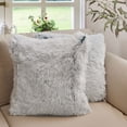 thumbnail image 1 of Cheer Collection Set of 2 Shaggy Long Hair Throw Pillows Blue 18x18, 1 of 5